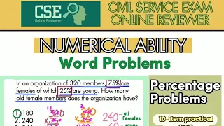 CIVIL SERVICE EXAM | Numerical Ability: Word Problems (Percentage Problems) | CSE Online Reviewer