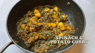 Spinach & Potato Curry Recipe | Aloo Palak Sabzi | Vegetarian