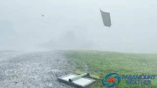 Hurricane IDA Golden Meadow, LA as it slammed the area.  Raw Footage sending debris flying