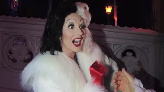 Tommy meets Cruella de Vil at the Villain's Mix and Mingle at Mickey's Not So Scary Halloween Party