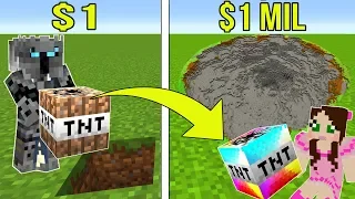 Minecraft: 1 DOLLAR TNT VS 1,000,000 DOLLAR RAINBOW TNT!!! Crafting Mini-Game