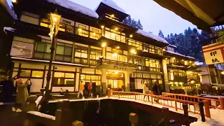 🇯🇵Heavy Snowfall in Ginzan Onsen, Traditional Hot Springs, Yamagata Japan 4K