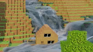 Minecraft Realistic Flood in the mountains, water CGI
