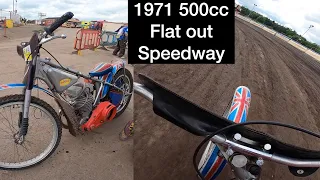 I RIDE A 1971 2 VALVE 500CC JAWA SPEEDWAY BIKE FLAT OUT ROUND SCUNTHORPE