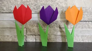 How To Make Tulip Origami Paper Flower | DIY | Paper Craft | Easy Tulip Flower