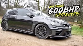 THIS *BIG TURBO 600BHP* VW GOLF R IS BLISTERINGLY QUICK! PLUS WIN WITH BOTB!