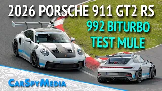 2026 Porsche 911 GT2 RS 992 Biturbo Engine-Test-Mule Based On GT3 RS Caught Testing At Nürburgring