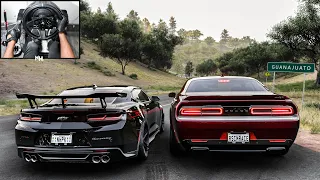 EXORCIST Camaro ZL1 & Dodge Demon CONVOY | Forza Horizon 5 | Steering Wheel Gameplay