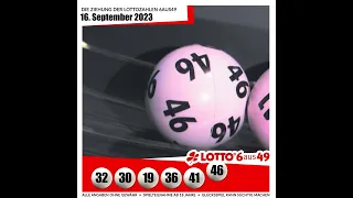 LOTTO 6aus49-Gewinnzahlen von Samstag, 16.09.2023