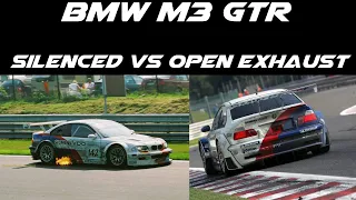 BMW M3 GTR Silenced vs Open exhaust