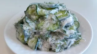With 1 cucumber make this Cucumber Salad for breakfast and Lose 5 kilos in a month