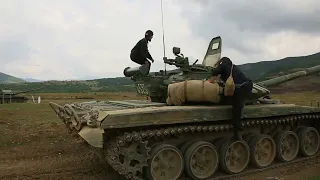 Южная Осетия - стрельба из пушек танков Т-72Б3 штатным снарядом