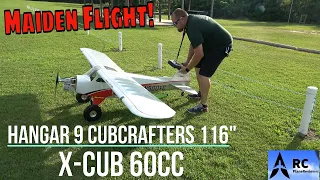 Witness the Incredible Maiden Flight of the Hangar 9 Cubcrafters 60cc X-Cub 116"#rc #rcairplane