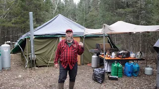 Deer Camp Tour / 16ft Square Deer Camp Tent / Army Tent / Michigan Deer Hunting / Federal Forest