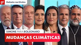 Simone Tebet (MDB) pergunta para Bolsonaro (PL) sobre mudanças climáticas #DebateNaGlobo