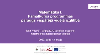 Matemātika I pamatkursa programmas paraugs vispārējā vidējā izglītībā