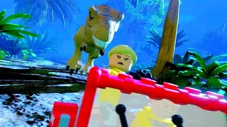 LEGO Jurassic World T-Rex Chasing the Jeep, Must Go Faster! Scene "Jurassic Park"