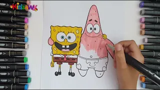 Coloring SpongeBob SquarePants & Patrick Star, American Universe Theme for Kids , Best Carton.