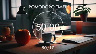 Pomodoro Timer Deep Focus 📚 50 Min Study, 10 Min Break (x4) • Study With Me 📚 Focus Station