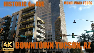 [4K] Tucson, AZ Downtown Walk Tour-Congress St & 4th Ave-Evening 2022