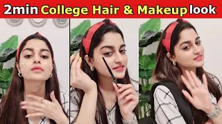 SIMPLE College/School Makeup+Hair+Skincare in 2minutes!!!💄| #shorts #youtubeshorts #ashortaday