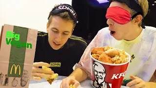 VEGAN VS REAL FAST FOOD BLINDFOLD CHALLENGE