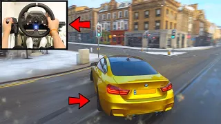 Forza Horizon 4 Drifting BMW M4 in Snow (Steering Wheel + Shifter) No HUD Gameplay