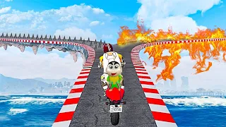 SHINCHAN AND CHOP 100% IMPOSSIBLE RIVER CROSS CHALLENGE GTA 5! (GTA 5 mods)