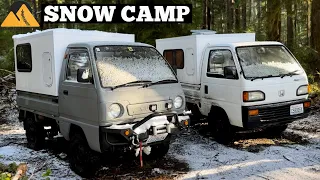 Kei truck camper- Honda Acty and Suzuki Carry in the snow