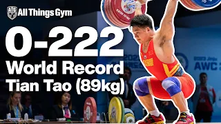 Tian Tao 0-222kg World Record Clean & (Squat) Jerk at 89kg!