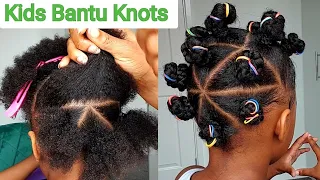 Kids Bantu Knots Hairstyle On 4c Natural Hair| Rubber Band Method