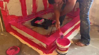 How to red gard shower walls and pan Red guard
