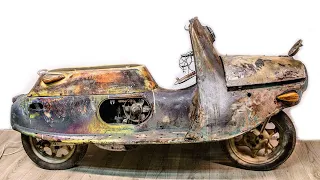Restoration abandoned old scooter