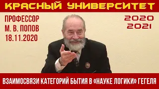 Взаимосвязи категорий бытия в «Науке логики» Г. Гегеля. М.В.Попов. 18.11.2020.