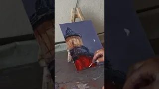 Пишем маслом Маяк в ночи  мастихином oil painting draw a sea lighthouse in oil