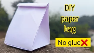 Origami paper bag|How to make paper bag without glue|No glue paper craft|DIY gift bag|No glue bax