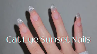 Cat Eye Blush Nails/ Sunset Nails 🌅/ Douyin Nails/ asmr/ Gelx/ Self-Nail/ Xiahongshu Nail Art