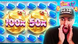 CONNECTING THE 100X AND 50X ON SWEET BONANZA XMAS! (INSANE)
