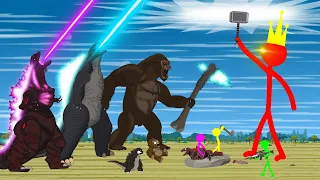 Rescue Godzilla & KONG From The Chef: Cooking #32 | Godzilla vs Stick Alan Becker Animation