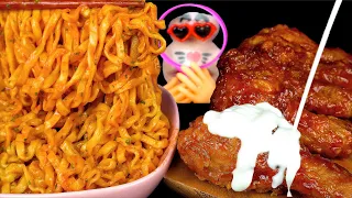 ASMR MUKBANG 'Carbo' Spicy Chicken Noodles & Spicy Seasoned Chicken EATING SHOW (4K)