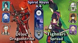 C0 Diluc Dragonstrike & C0 Tighnari Spread | Spiral Abyss 4.4 - Floor 12 9 Star | Genshin Impact