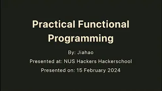 Practical Functional Programming