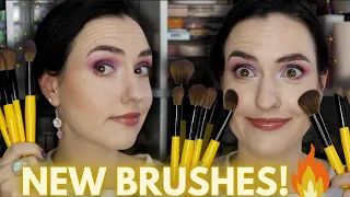 Trying ALL of the new SINGE BEAUTY FACE BRUSHES 🧡 Close up application demos + my reviews!