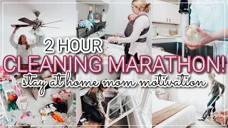 EXTREME CLEAN WITH ME MARATHON | 2 HOURS OF CLEANING | STAY AT HOME MOM MOTIVATION | Whitney Pea