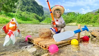 Baby Monkeys Bim Bim Go Koi Fishing With Puppies Very Funny And Cute