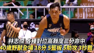 林志傑 各種對位高難度三分命中 40歲野獸全場 18分 5籃板 5助攻 3抄截！PLG 臺北富邦勇士 vs 高雄17直播鋼鐵人