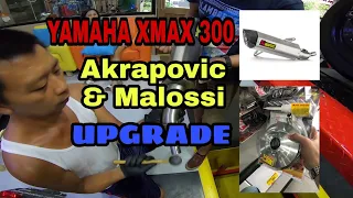 YAMAHA XMAX 300 [ MALOSSI VARIATOR, #20 AKRAPOVIC PIPE UPGRADE ] BRACKET AND TOP BOX INSTALLATION.