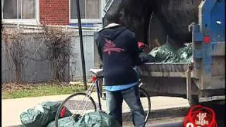 Hidden Camera Prank - Biker in garbage truck