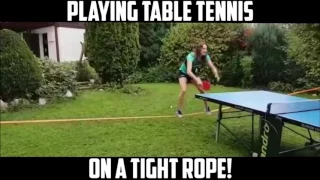 Insane Table Tennis On A Tight Rope [Sabine Winter]