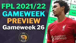 FPL DOUBLE GAMEWEEK 26 PREVIEW | BENCH BOOST vs TRIPLE CAPTAIN | Fantasy Premier League Tips 2021/22